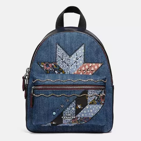 Coach Denim Patchwork Charlie Mini Backpack, Leather & Nylon, EUC, 2018 - Picture 1 of 11